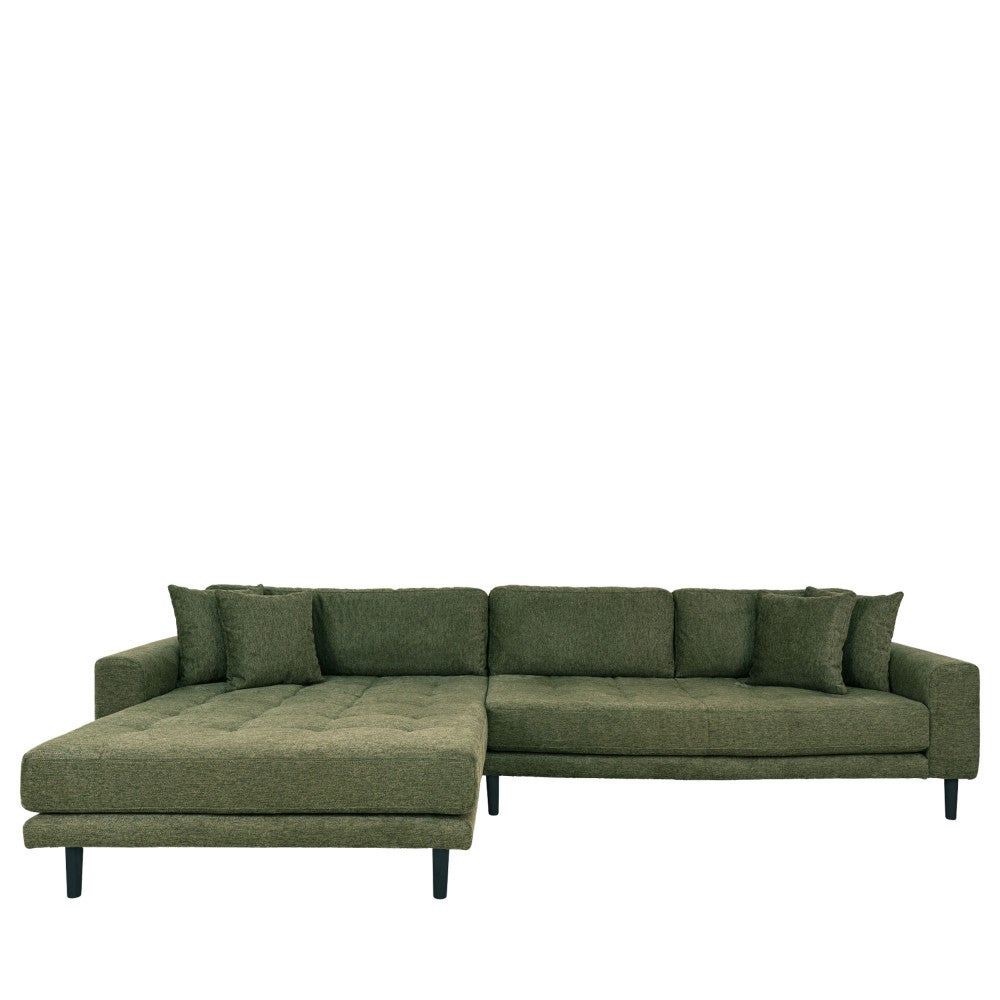 Lido sofa sofa szezląg zwrócony w lewo 4 poduszkami zielony.