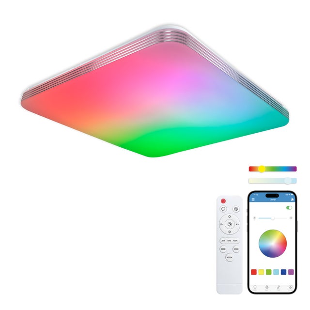 Plafonnier Led Ksix Twilight Multicolore RGBIC, Wireless, Contrôle avec App et Télécommande, Lumière Blanche 3000K-6500K, 7700 lm