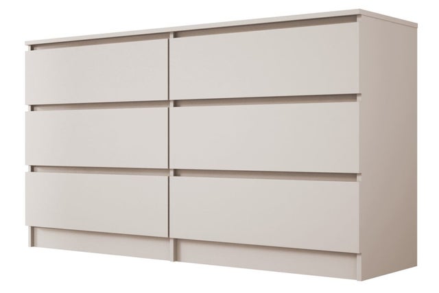 Commode 6 tiroirs, cachemire, 139 x 39 x 79 cm