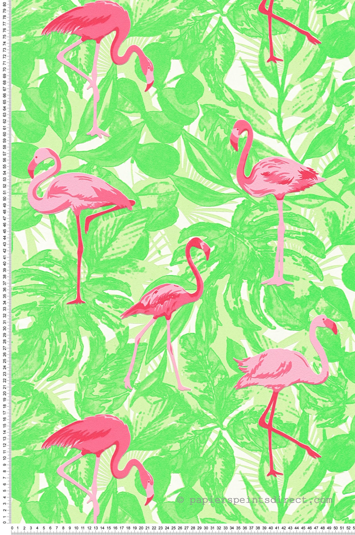 Tapeta tropikalne liście z flamingami zielonymIróżowym - 53 cm x 10.05 m - A.S. CRÉATION