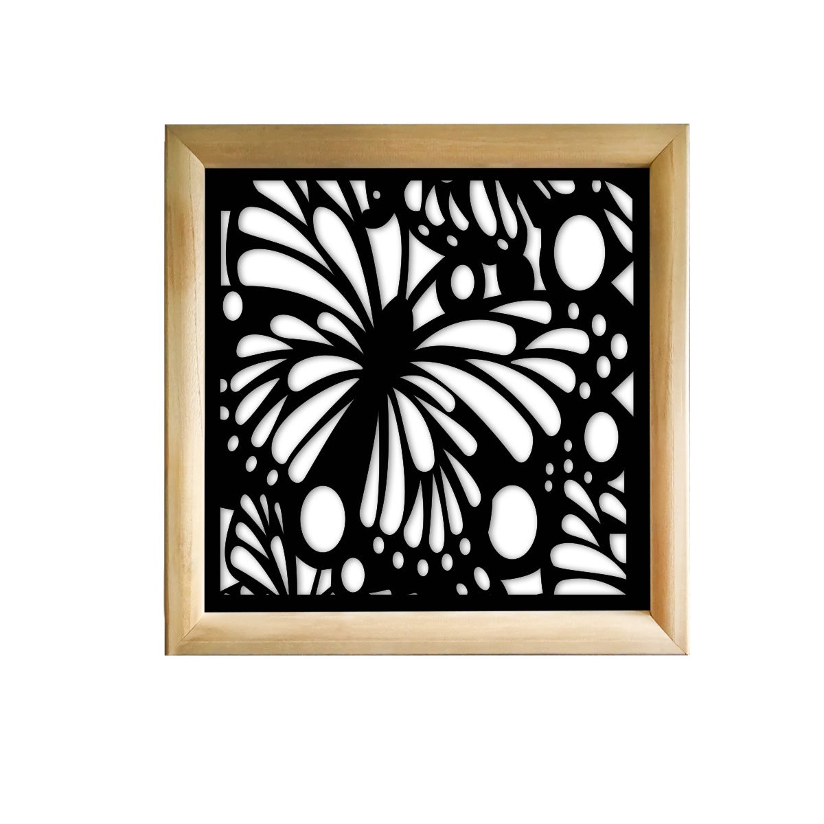 BIRDS - Kwadratowe moduły dekoracyjne z drewna i PVC - Rozmiar 73x73 cm - Grubość 64 mm - Kolor wewnętrzny CZARNY