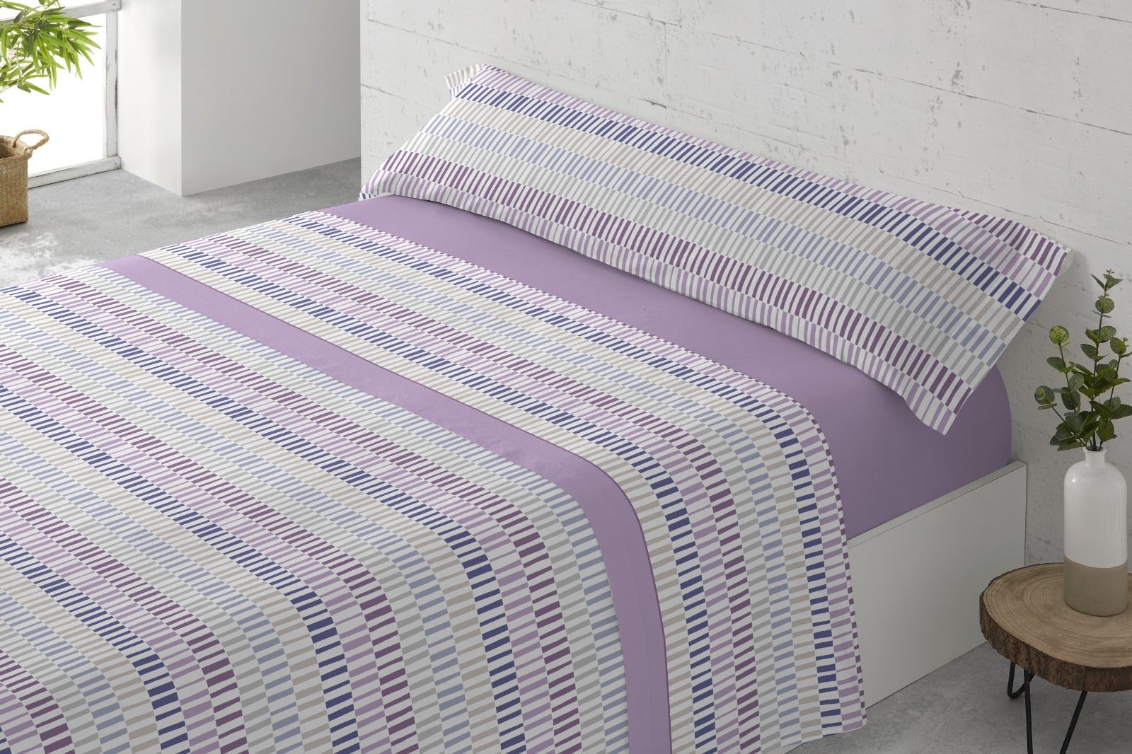 Juego de sábanas tres piezas cama de 90cm paly lila donegal collections