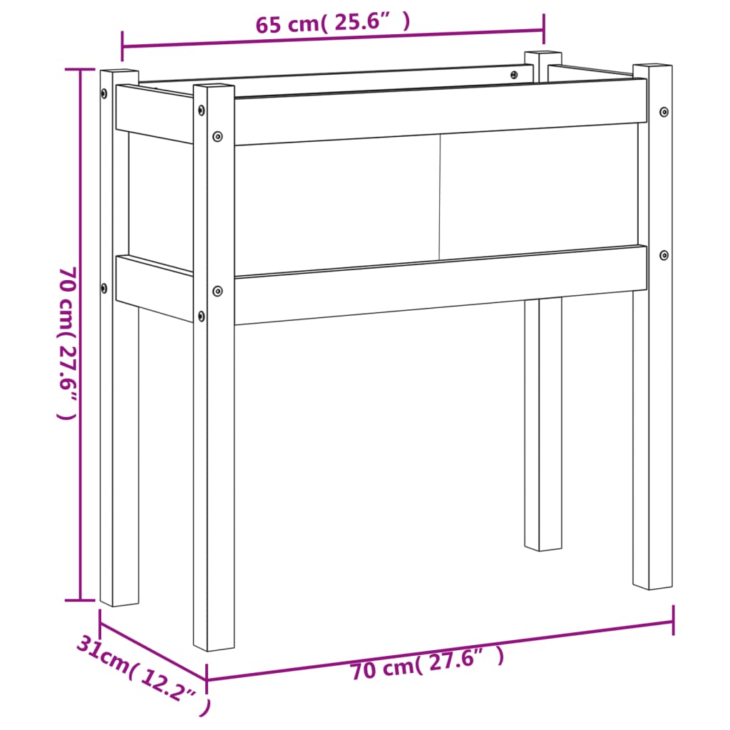Jardinières avec pieds 70x31x70 cm bois massif douglas - 5