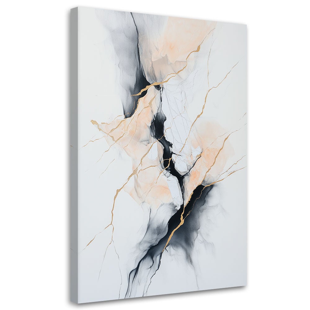Obraz do salonu abstrakcja złote linie pęknięcia szary 40x60