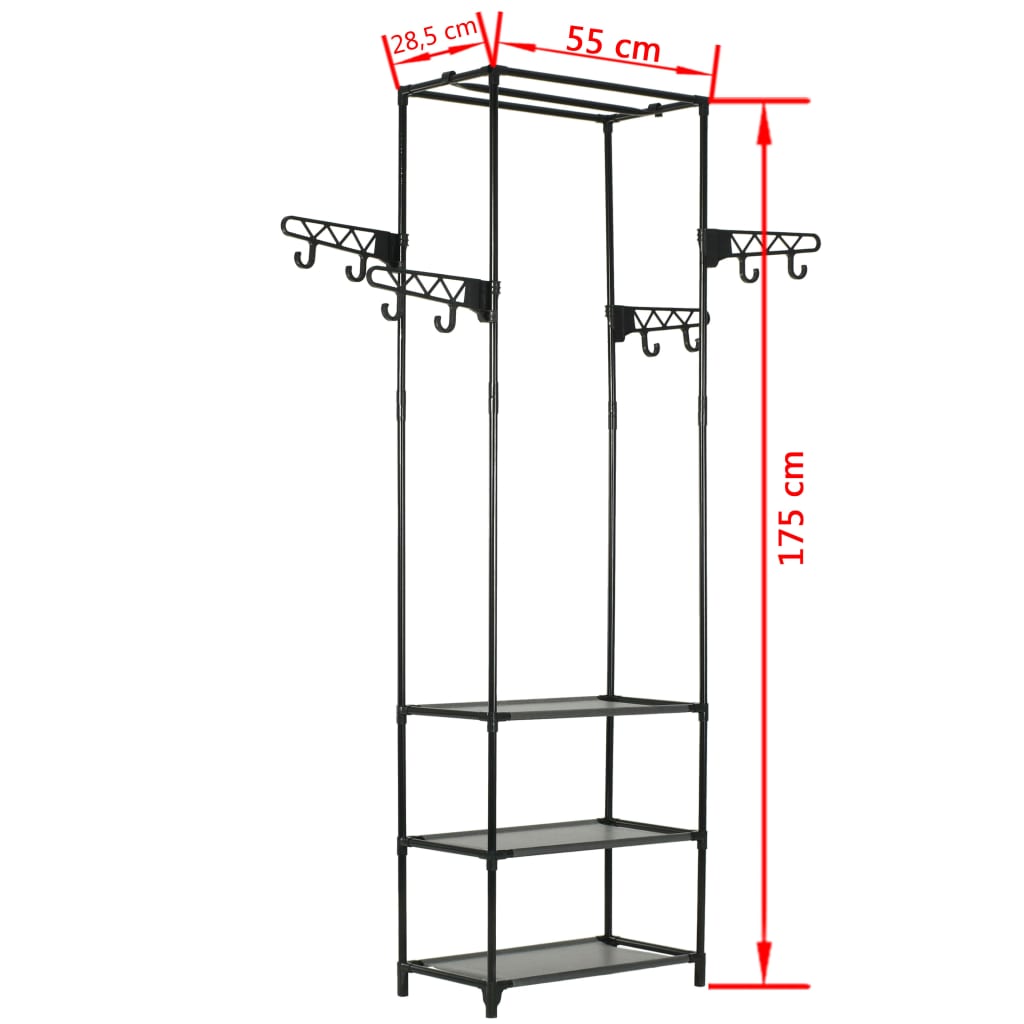 Porte-vêtements Acier et tissu non-tissé 55x28,5x175 cm Noir vidaXL - 3