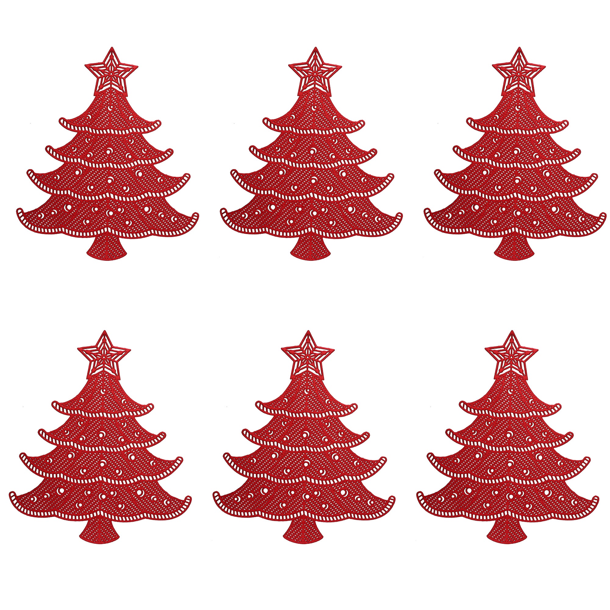 Lot 6 Sets De Table Noël Fleurs Rouge – Plastique Lavable 40×28 Cm Décoration Table Fêtes