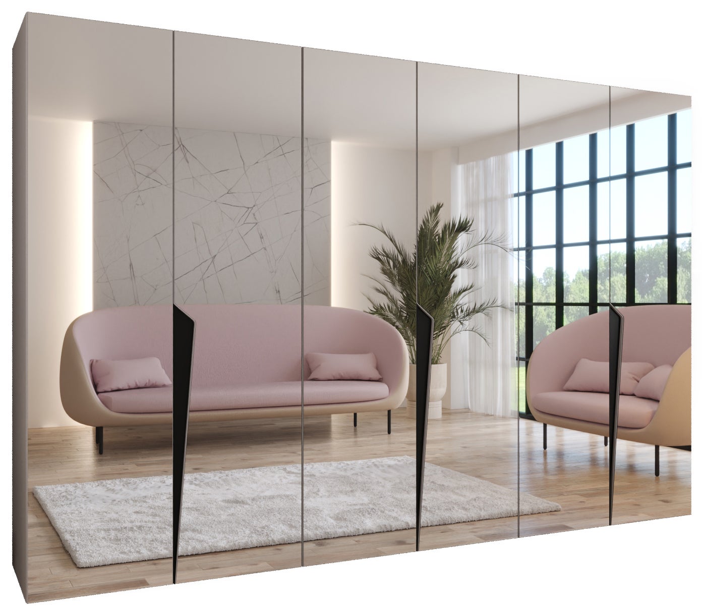 Szafa uchylna otwierana Piano 3 300 (100x3) x 52 x 202 cm kaszmir + u. Czarny Abiks Meble