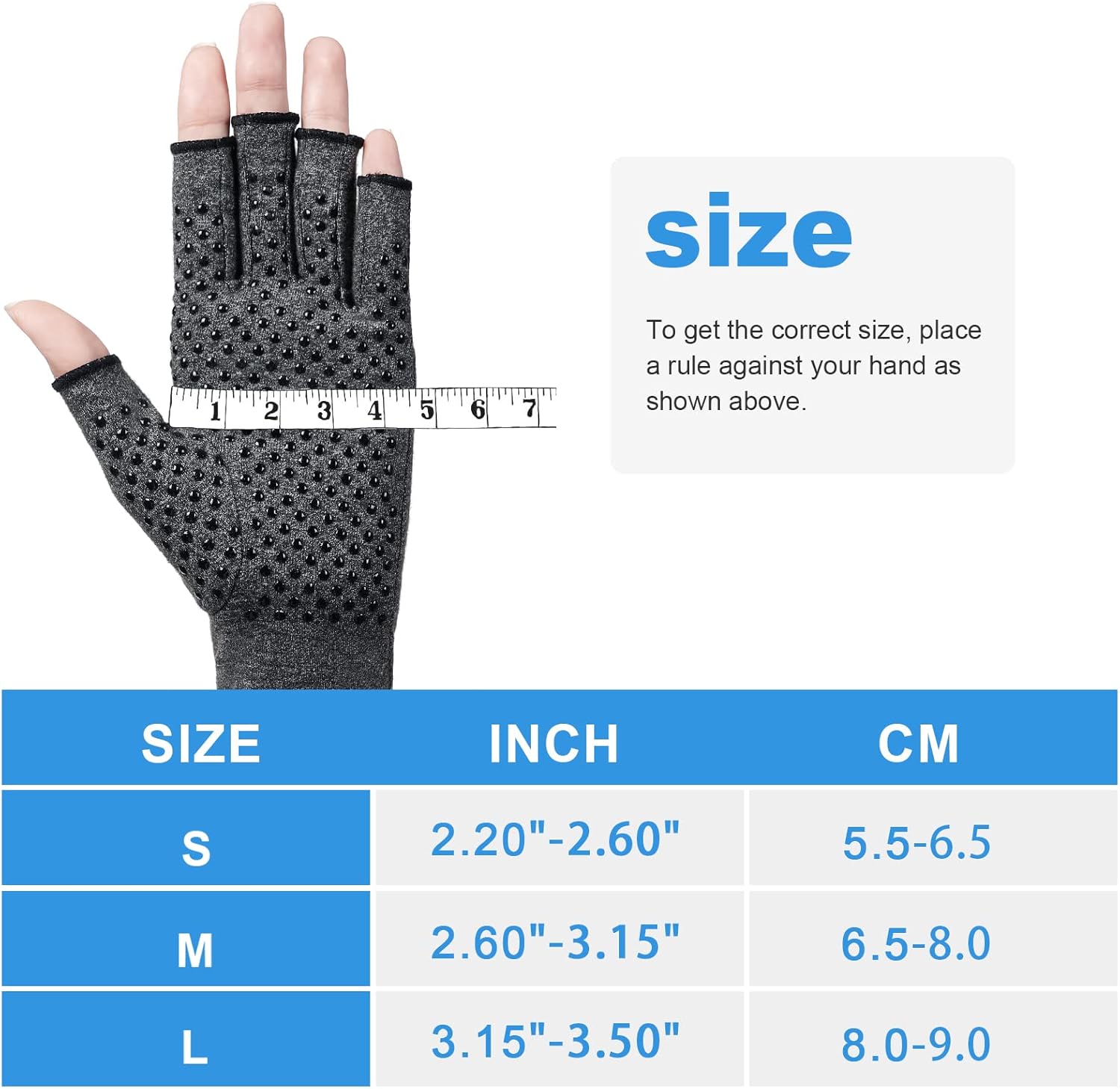 Gants de compression pour l'arthrite, 1 paire Réchauffe des Joints de Doigt, Soulage les Douleurs Polyarthrite Rhumatoïde, le Canal Carpien，(S) - 5
