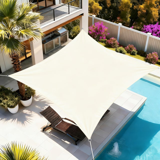 Vela de Sombra Exterior, Toldo Rectangular, Cubierta para Automóviles — Ideal para Patios Interiores y Acampada (Beige, 4x6m) - MOORLE