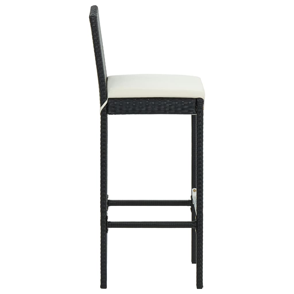 Tabourets de bar de jardin et coussins 4pcs Noir Résine tressée - 5