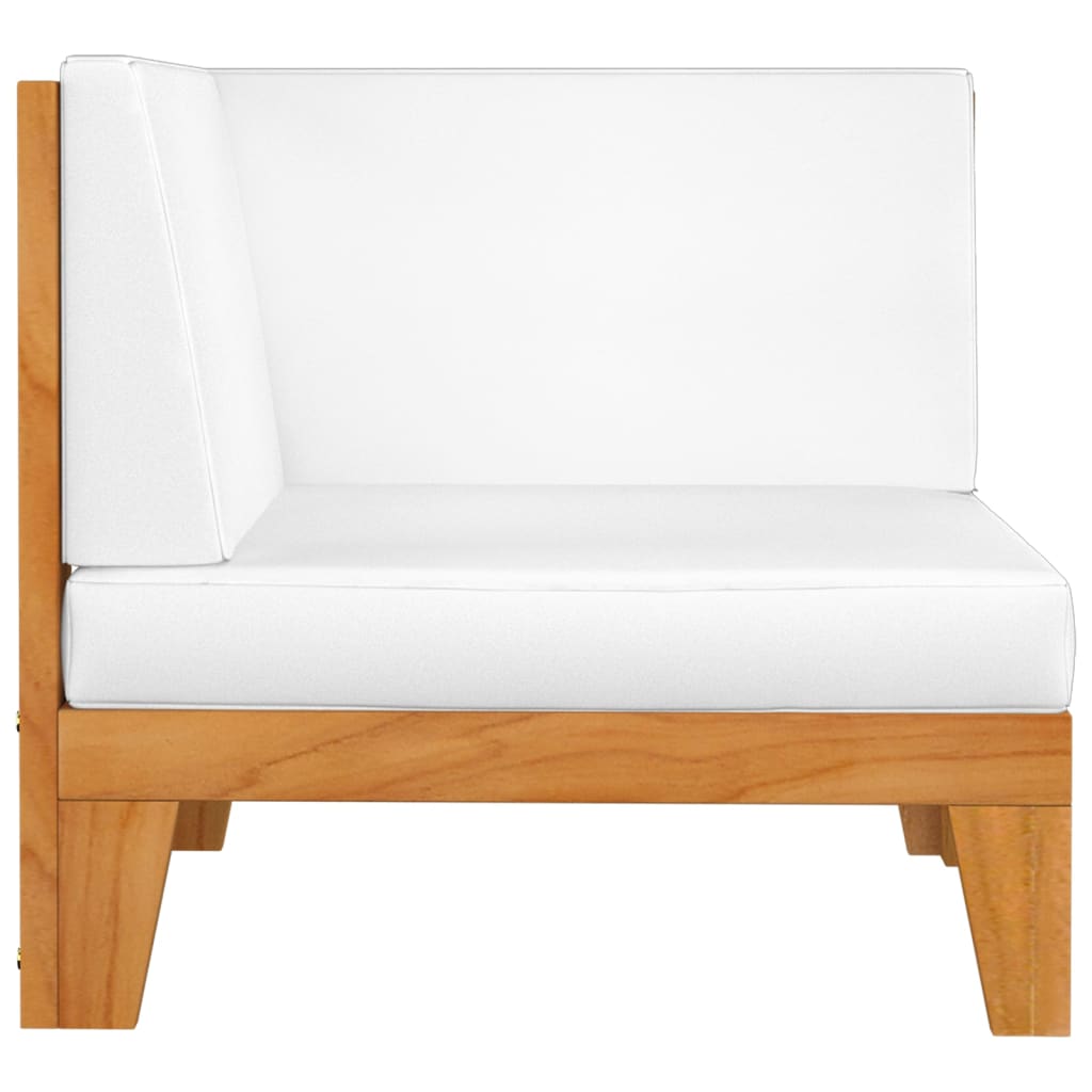 Sofá de esquina seccional | sofá de salón | sofá de descanso y cojines blanco crema madera acacia cfw98807