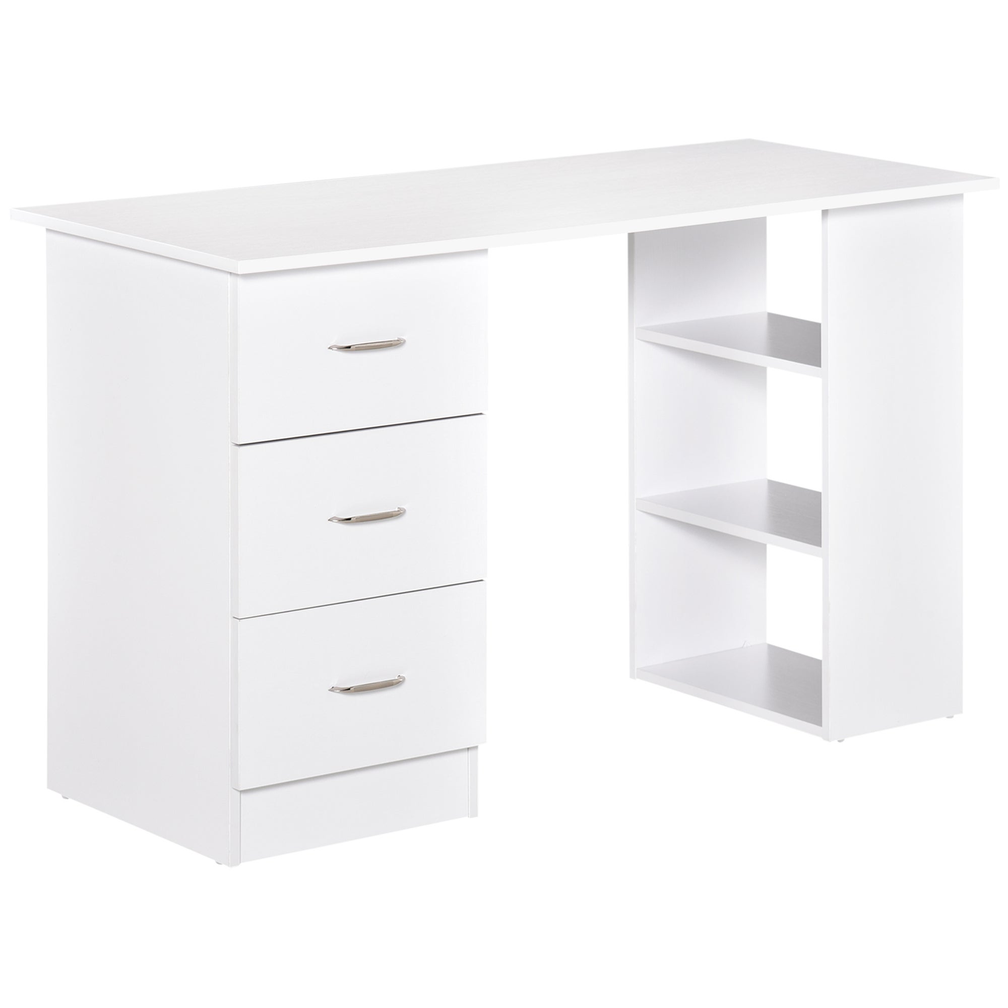 Bureau avec rangement, table informatique 120 x 50 cm, bureau d'ordinateur avec étagères et tiroirs, pour petits espaces, chambre à coucher, blanc - 12