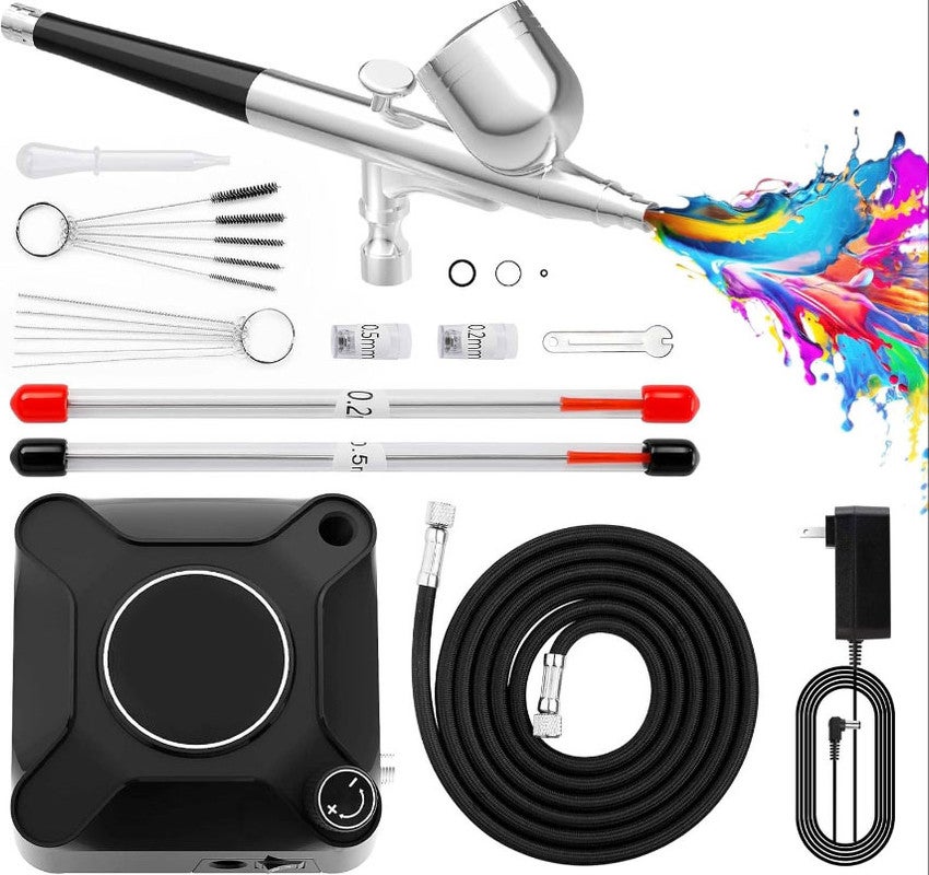 KIT AÉROGRAPHE AVEC Compresseur, AéRographes avec Buse de 0,3 Mm et Ensemble dP4 EUR 50,82