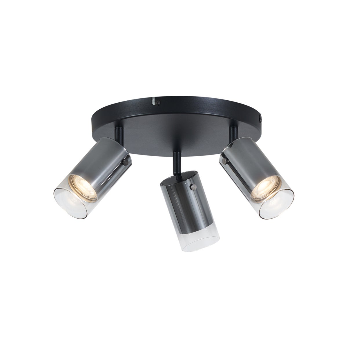 Okrągły reflektor sufitowy w kolorze metalu 3-punktowy, obrotowy i regulowany - Drain