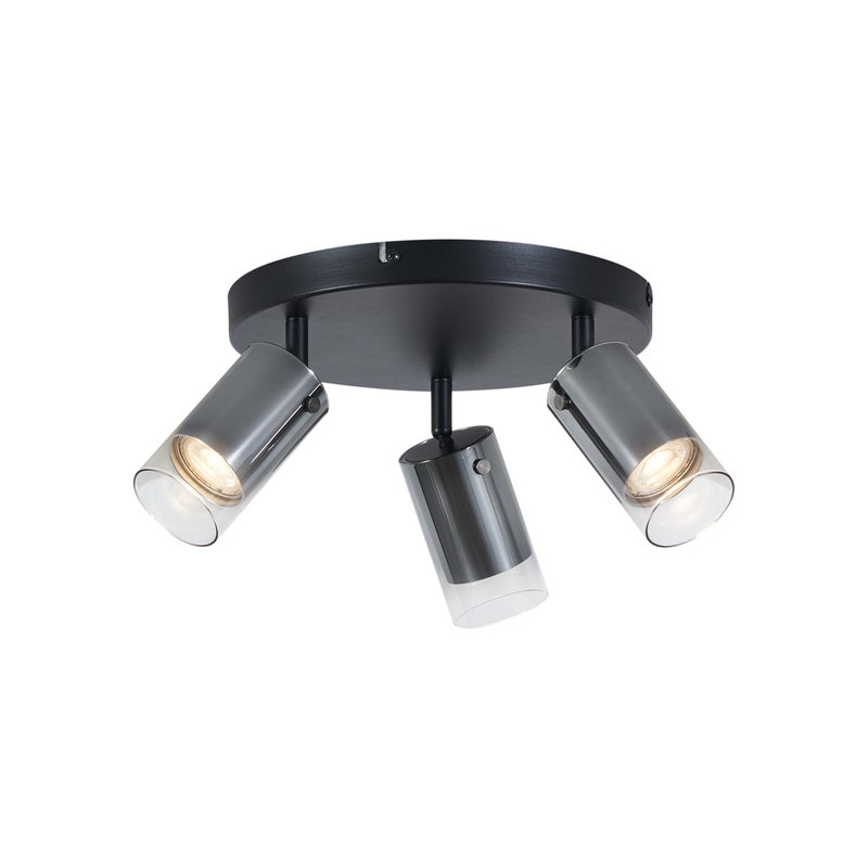 Okrągły reflektor sufitowy w kolorze metalu 3-punktowy, obrotowy i regulowany - Drain