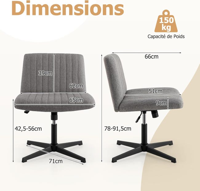 Sedia da Ufficio con Gambe Incrociate Senza Ruote, Sedia da