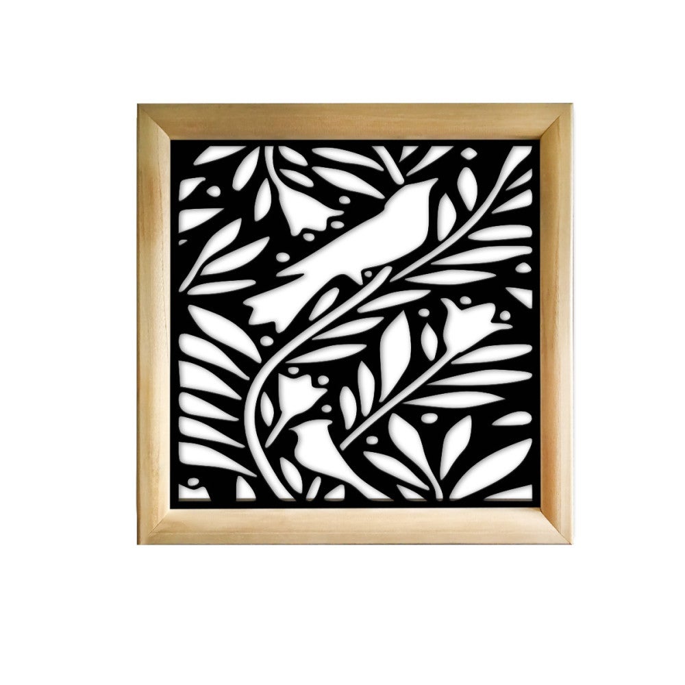 COLIBRI - Kwadratowe moduły dekoracyjne z drewna i PVC - Rozmiar 98x98 cm - Grubość 64 mm - Kolor wewnętrzny CZARNY