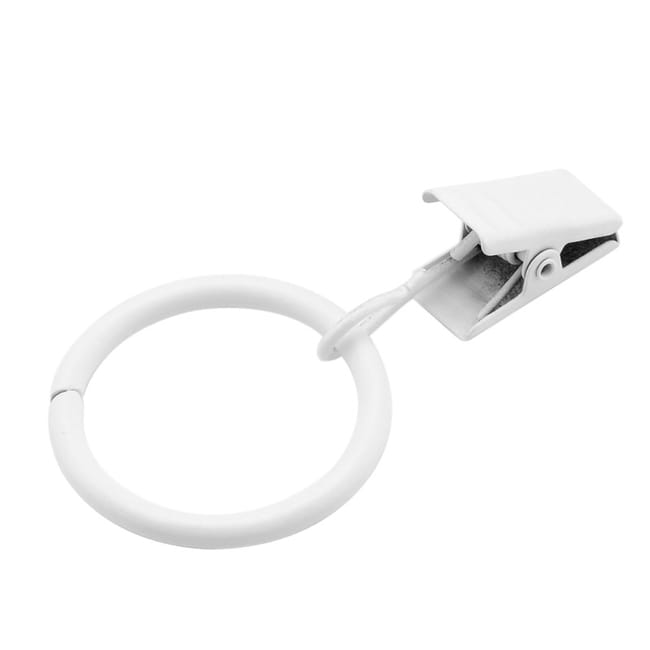 Zestaw 20 białych kółek do zasłon, haczyków do zasłon prysznicowych, kółek, klipsów metalowych, akcesoriów do zasłon, 3,0 x 32 mm