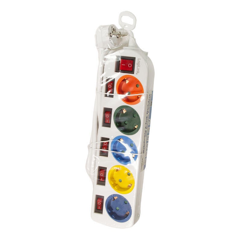 Multiprise Logilink � 5 prises, 5xcee 7/3, avec. 6 interrupteurs, color�s - 3