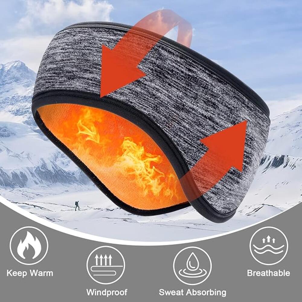 Fascia per sport invernali - Paraorecchie leggeri in 2 pezzi per uomo e donna - Per corsa, ciclismo, - 3