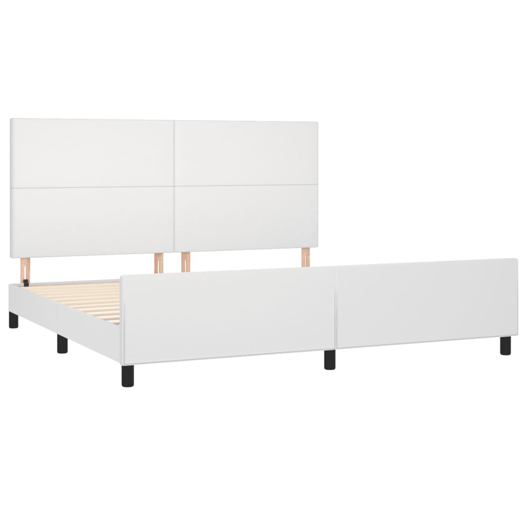 Maison Exclusive - Estrutura cama c/ cabeceira couro artificial 200x200 cm branco - 4