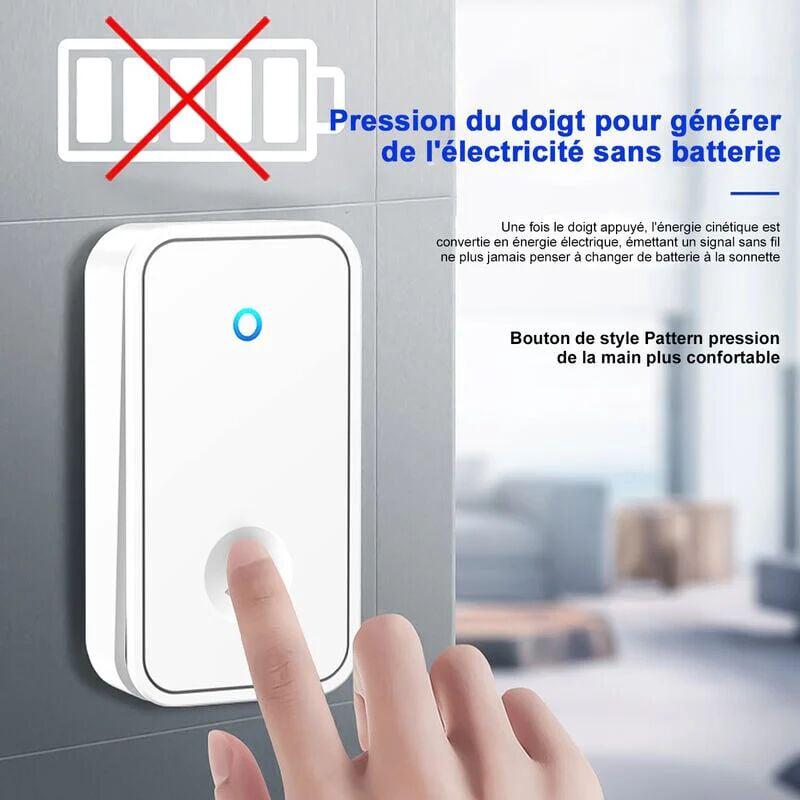 Sonnette électronique rechargeable étanche jusqu'à 150 m avec flash LED, 60 mélodies et contrôle du volume à 5 niveaux pour un usage domestique - 4