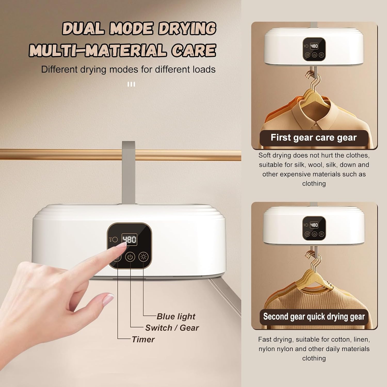 Nastopee Sèche-Linge Portable, Mini Sèche-Linge à Pompe à Chaleur électrique, Petit Sèche-Linge, Minuterie/UV/arrêt Automatique/séchoir à Air Pour Voyage En Appartement 600 W