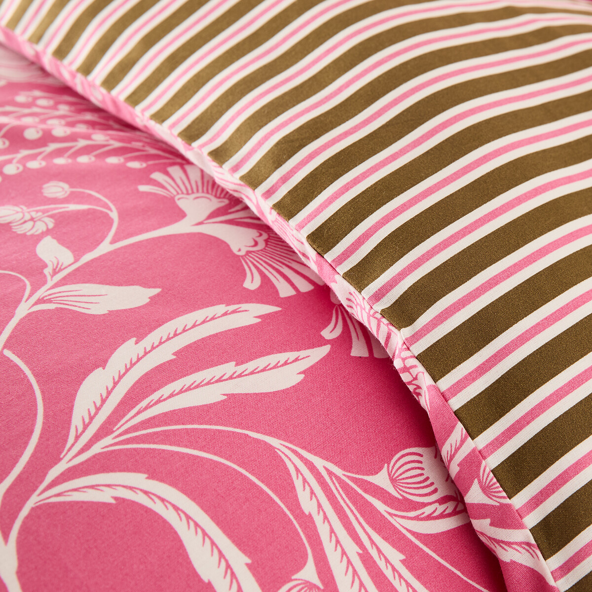 Housse de couette en coton, Linda - Imprimé fond rose - 240 x 220 cm - 4