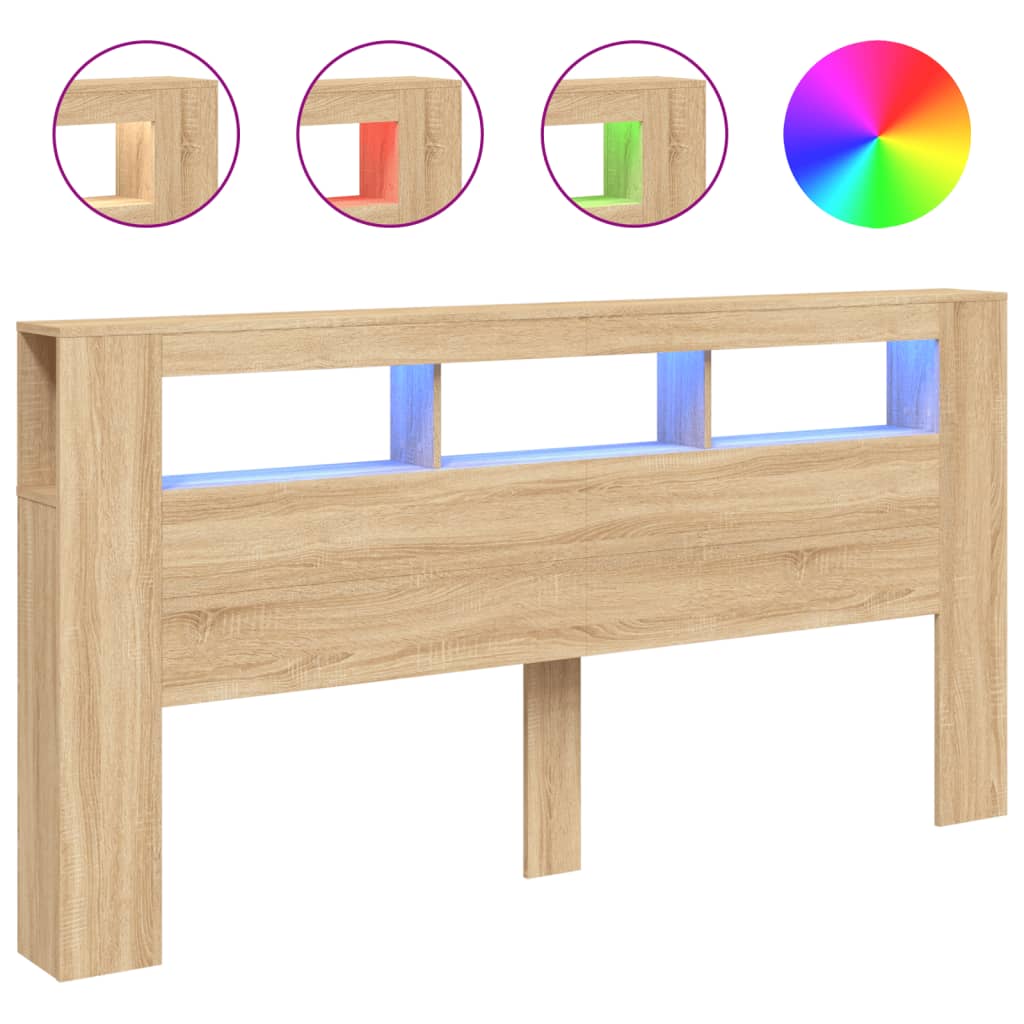 Tête de lit à LED chêne sonoma 200x18,5x103,5cm bois ingénierie vidaXL - 2