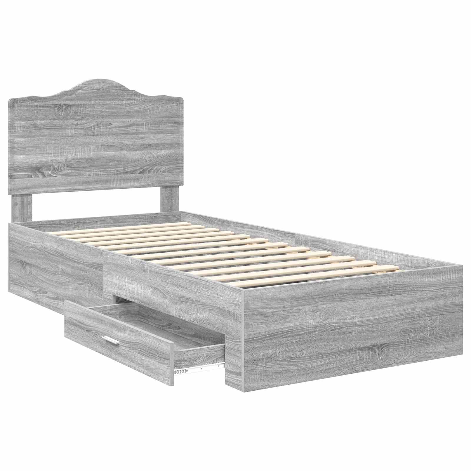 Cadre de lit gris 90 x 190 cm panneau de bois - 5