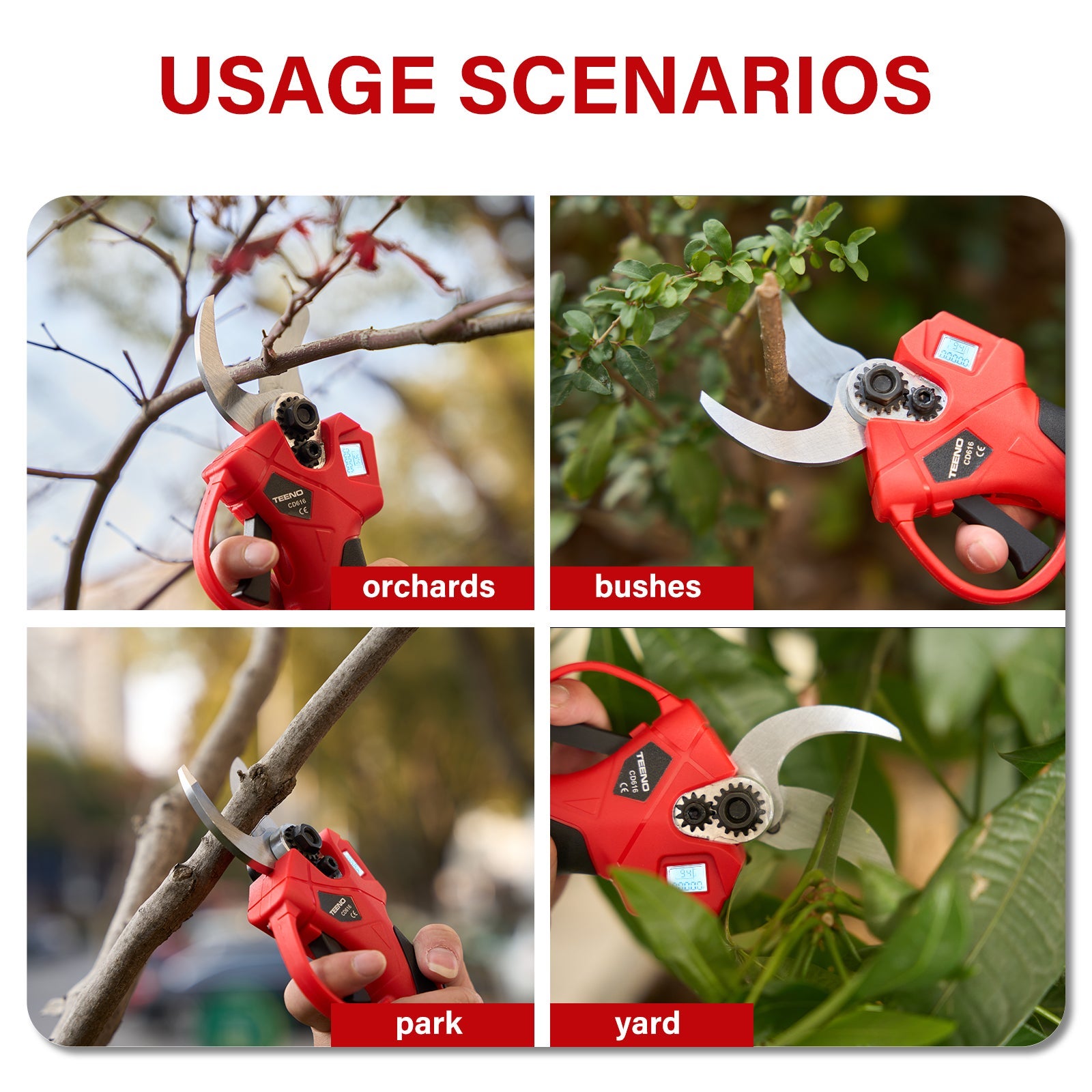 TEENO Sécateur électrique sur fil brushless 30mm avec LCD, 2 * 2000mAh Batteries - 2