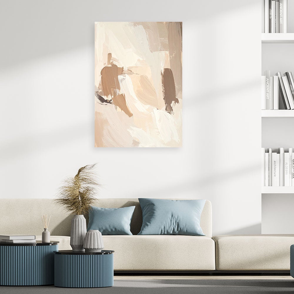 Obraz do salonu sypialni biura spa, Pastelowa Abstrakcja imitacja farby w kolorach beżu 40x60 - 2