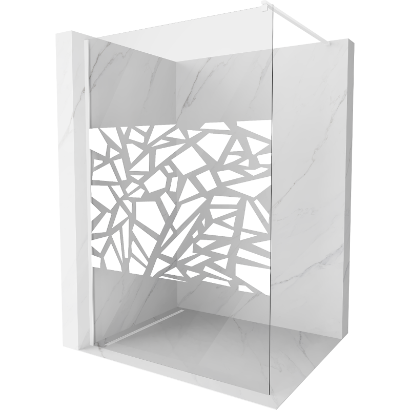 Mexen Kioto ścianka prysznicowa Walk-in 100 x 200 cm, biały wzór 8 mm, biała - 800-100-101-20-85