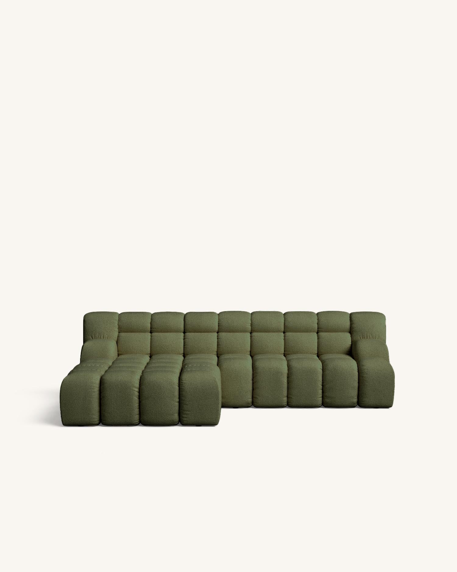 Toscu sofá chaise longue izquierdo verde bouclé hannun