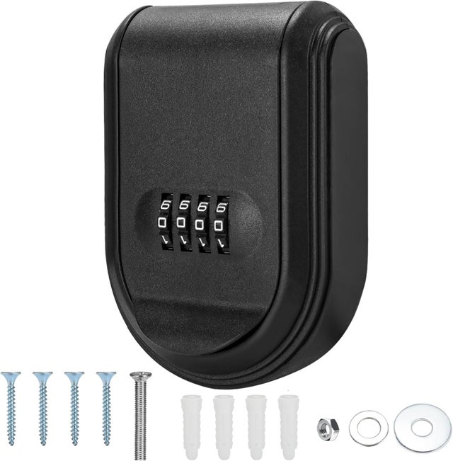 Boîte à Clés à Code – Mural Portable – Aluminium Noir – Cache-clé Extérieur