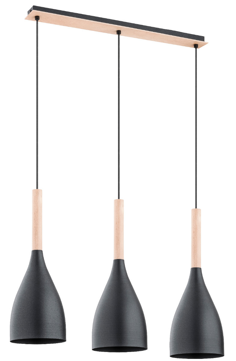 Lampa wisząca Juice czarna-jasne drewno 3xE27x60W wym: 100 x 70 x 16 cm metal Alfa