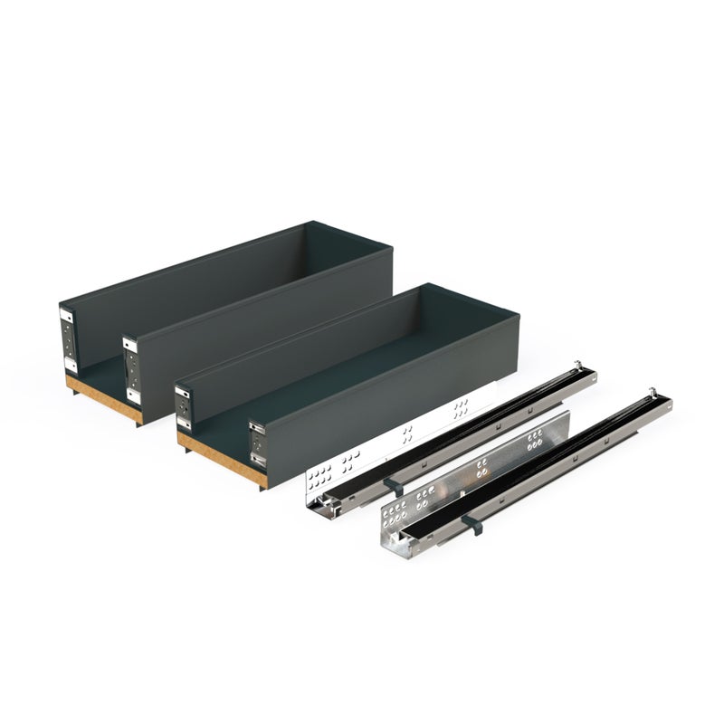 Emuca Wysuwany stojak na butelki, cichy domyk, Titane Simplex, moduł 200 mm, Szary antracytowy