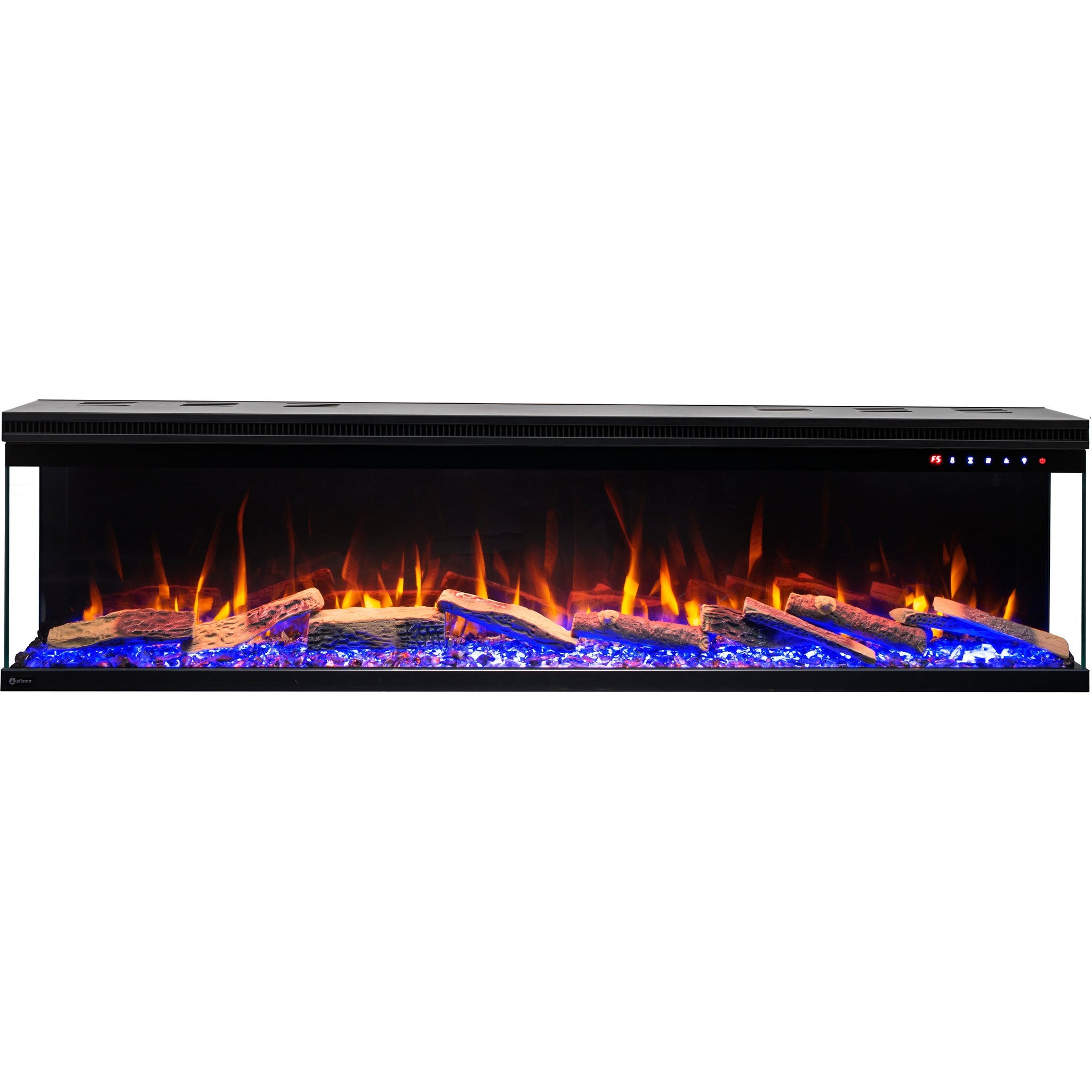 Cheminée électrique à 3 côtés AFLAMO Unique 127 - feu premium - murale ou encastrable - 127x44x20 cm - cheminée LED décorative - chauffage 750/1500 W - 7