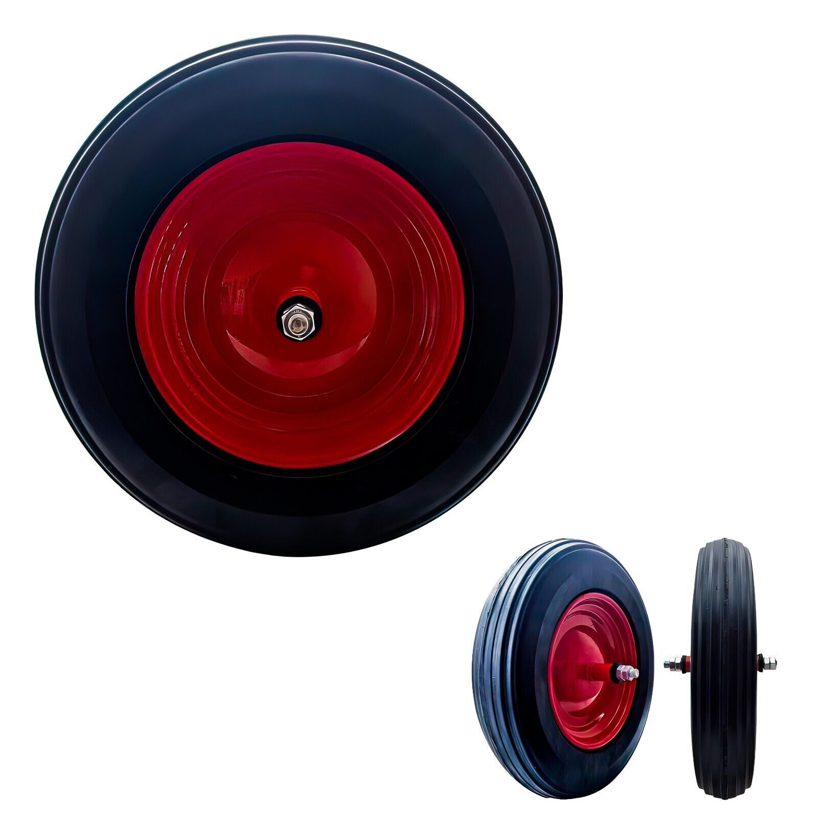 RUOTA PER CARRIOLA PIENA POLIURETANO D. 350X80 ASSE CM 20 CON - Foto 2