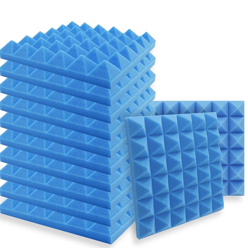 podkładek z pianki akustycznej o wysokiej gęstości samoprzylepne piramidalne panele akustyczne cm odpowiednie do domu i studia niebieskie