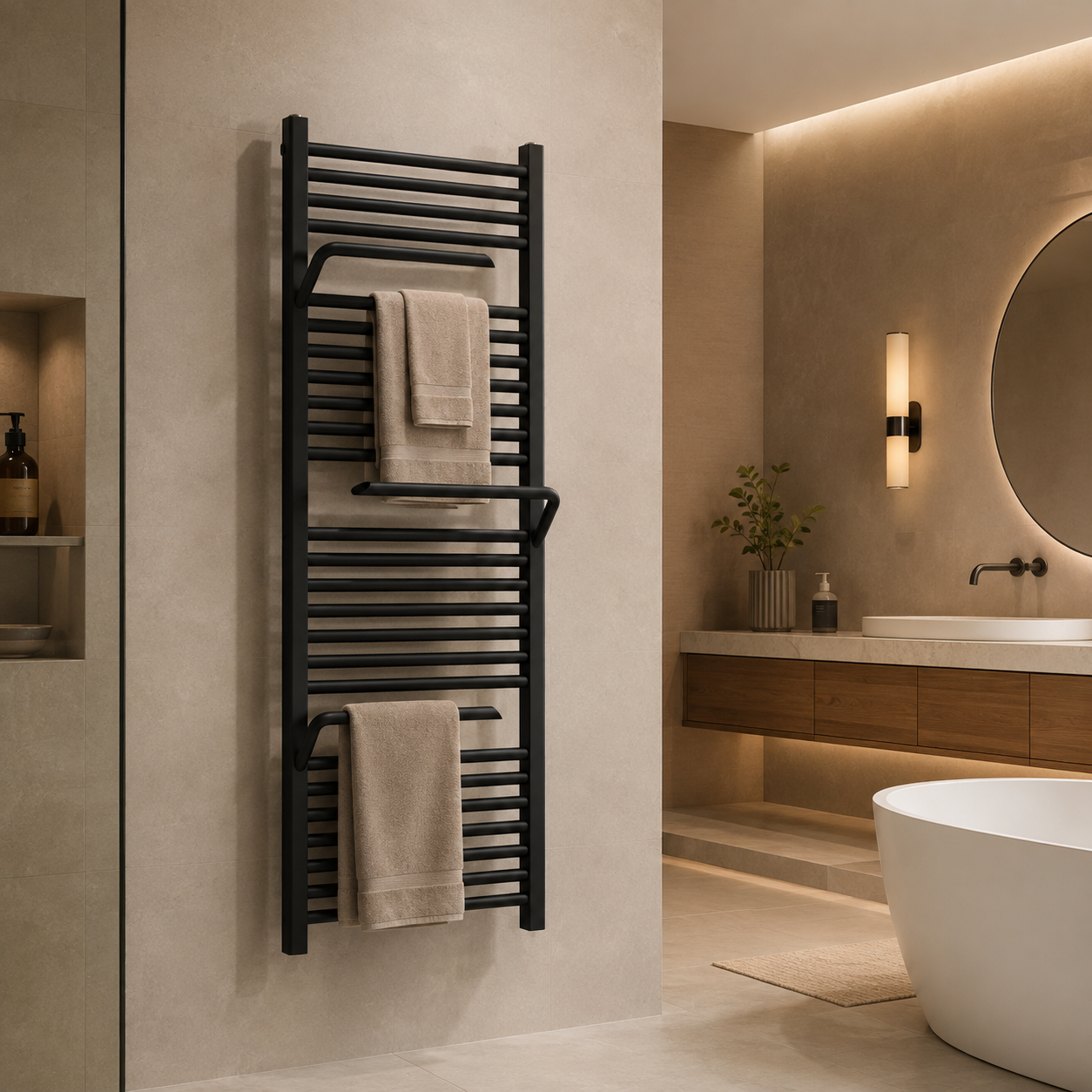 Sèche-serviettes électrique 120x50cm - 600W - Noir - SUDO | Leroy Merlin