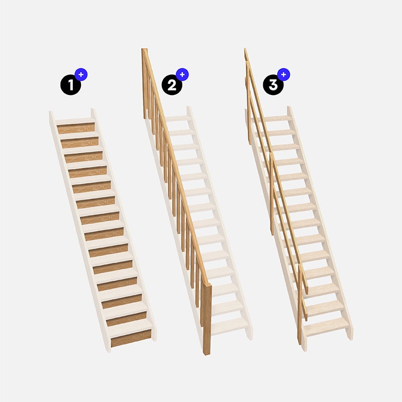 Escalier bois droit avec balustre, Normandie KORDO - 2