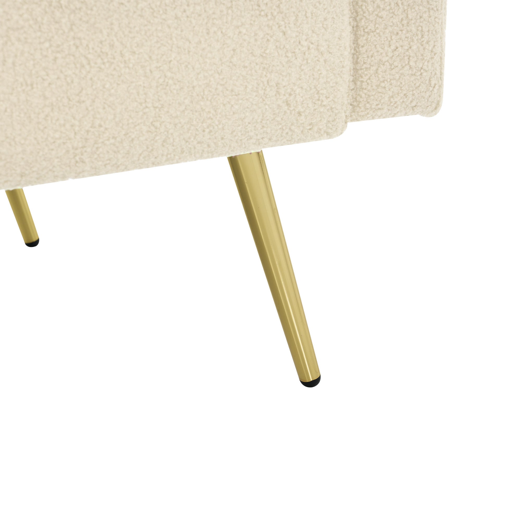 Canapé-lit 175x64x72cm inclinable avec fonction lit et rangements latéraux - Pieds dorés et coussin inclus - beige - 9
