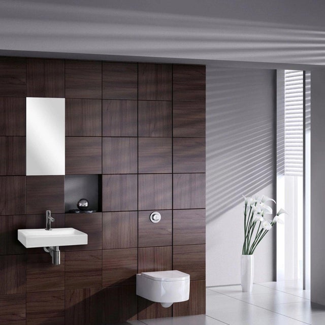 Differnz lavabo compact en céramique 38x7x24cm 1 trou de robinetterie blanc - 2