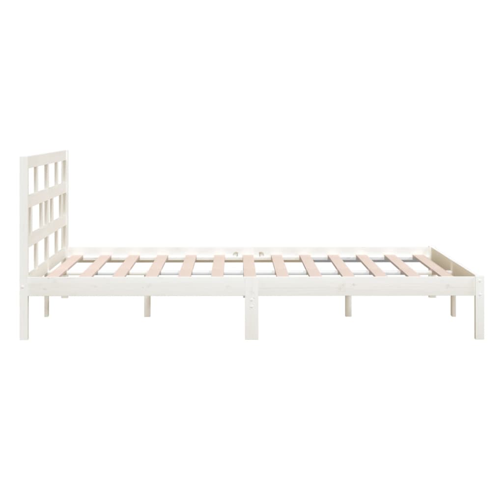 Cadre de lit sans matelas blanc en bois massif 140 x 190 cm - 5