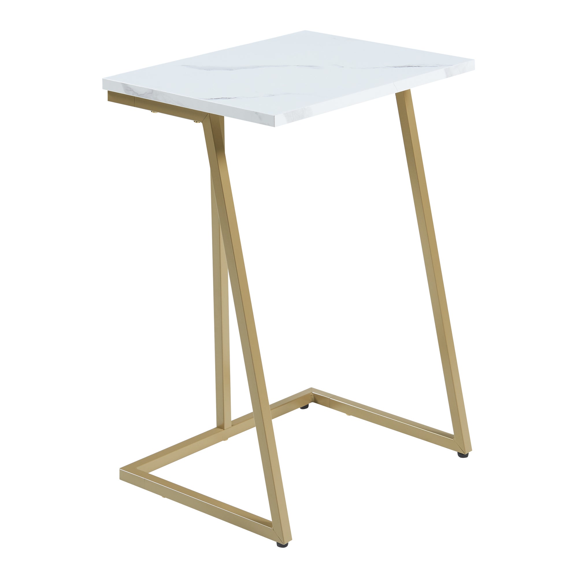 Lot de 2 tables basses gigognes Salem acier panneau de particules or effet marbre blanc [en.casa] - 6