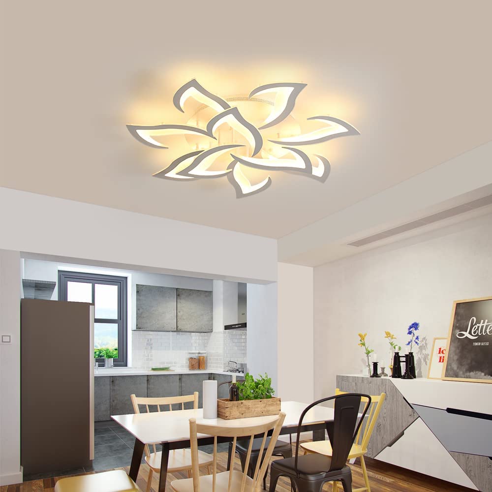 COMELY Plafonnier LED Dimmable 84W 9450LM, Lampe de Plafond Moderne en Forme de Pétale 3000K-6500K, Luminaire Créatif pour Salon,Chambre,Hall d’Entrée - 5
