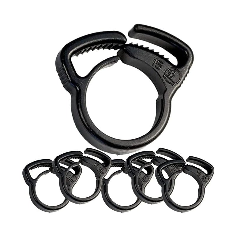 Opakowanie 25 czarnych zacisków do nawadniania kropelkowego o średnicy 16 mm – mocowanie węża do systemu nawadniania kropelkowego