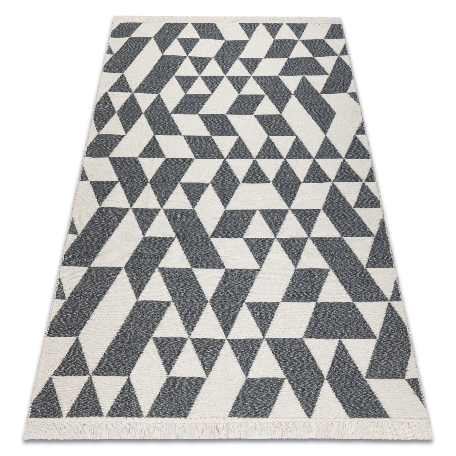 Dywan TWIN 22992 Geometryczny, bawełna, dwustronny Ekologiczny frędzle - antracyt / krem 140x190 cm - 3