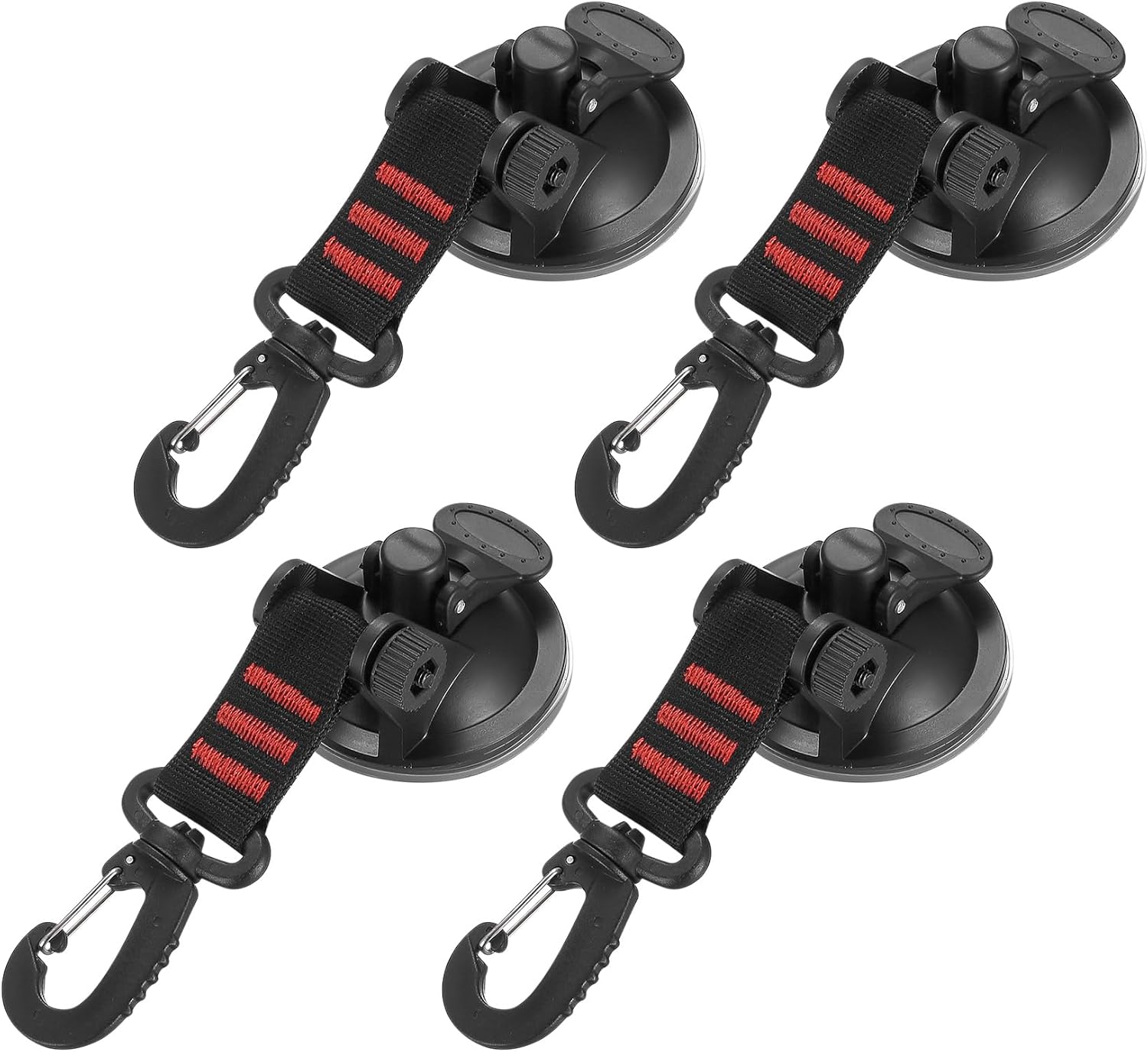 Lot De 4 Ancres à Ventouse Avec Crochet - Fixation Sans Perçage Pour Bâche, Tente, Voiture - Charge 10 Kg